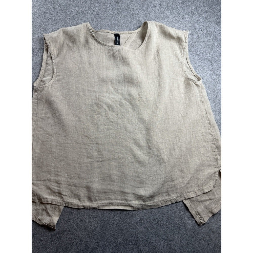 New Venti6 Size L Italian 100% Natural Linen Open Back Lagenlook Layer Tunic